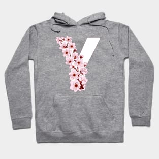 Colorful capital letter Y patterned with sakura twig Hoodie